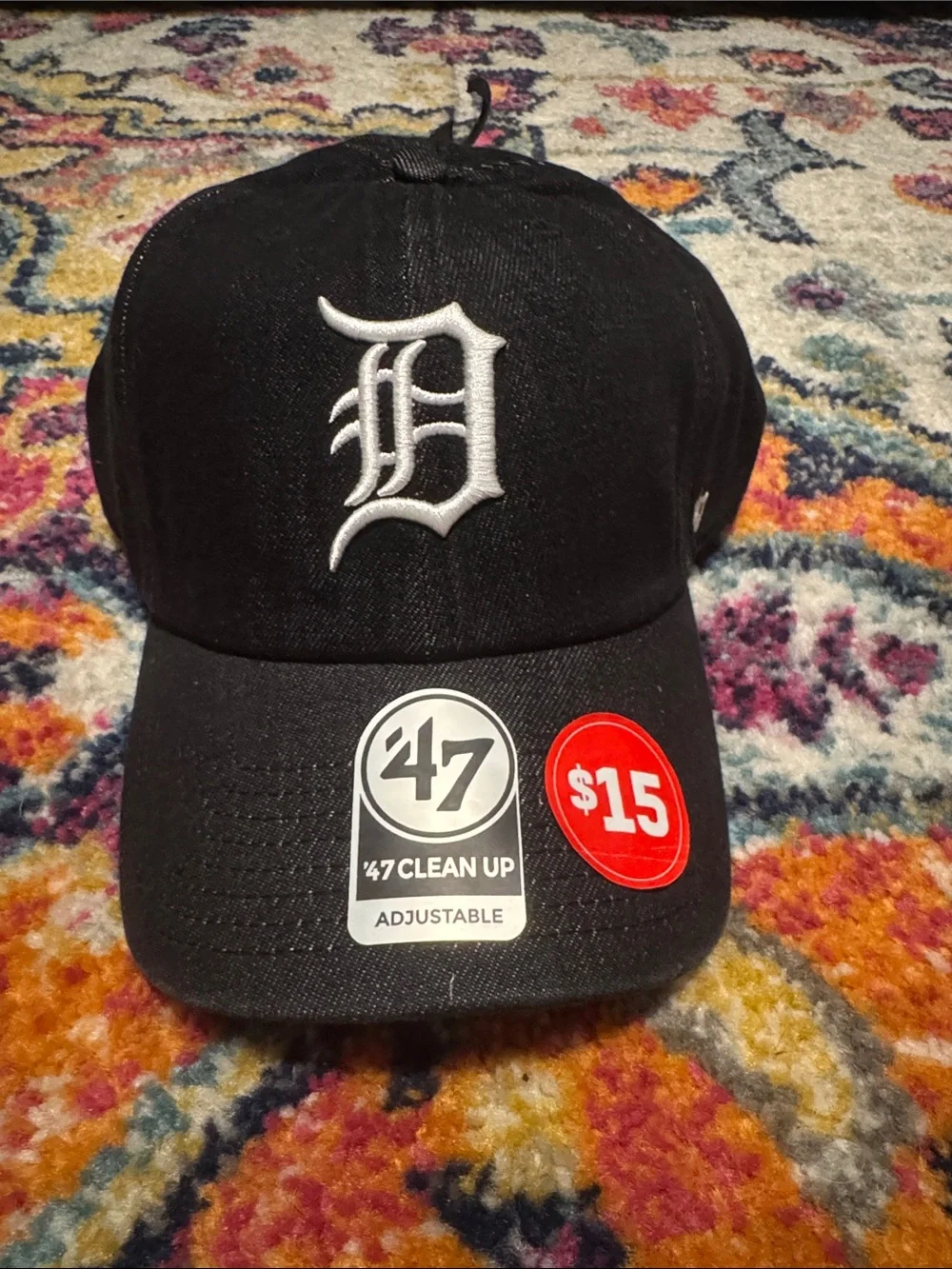 47 Black Baseball Cap with White Old English D